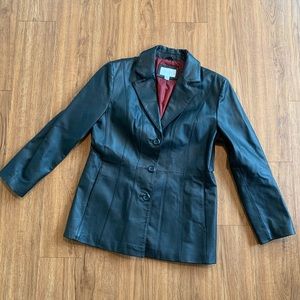 Worthington Black Genuine Leather Jacket Large